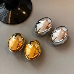 Exaggerated Elliptic Large Sphericity Metal Earrings for Women Retro Gold Silver Color Smooth Chunky Earrings Party Jewelry Gift