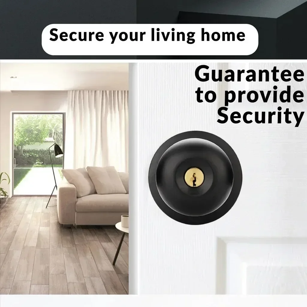 Black Tubular Lever Ball Lock Old-fashioned Door Three-pole Round Lock Indoor Bedroom Versatile Bathroom Door Ball Lock