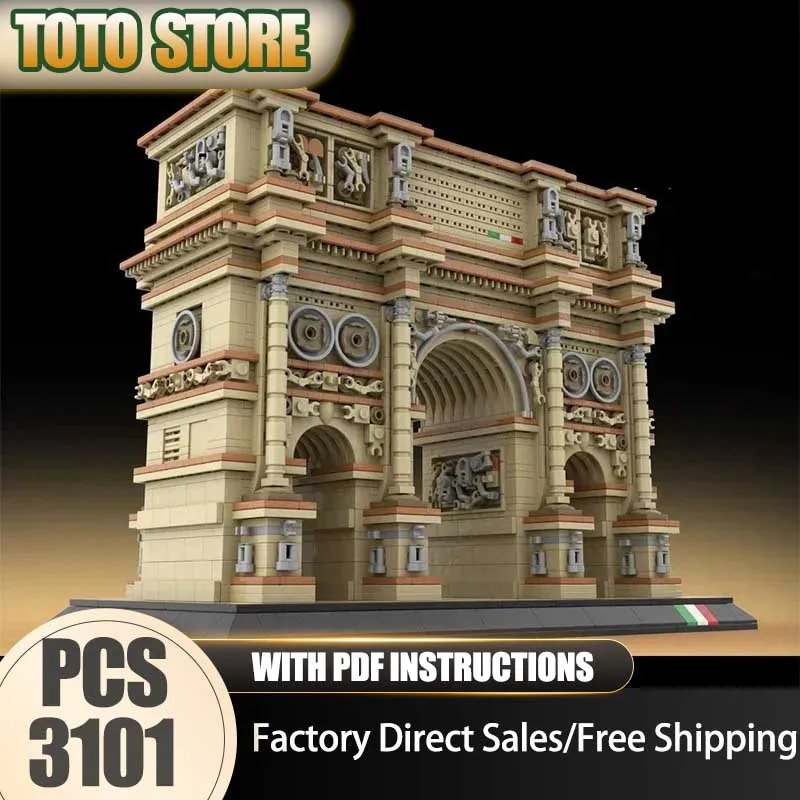 

Moc Building Brick Arched Model Technology Modular Building Block Christmas Urban Street View Model DIY Assembly Toys Set Gifts