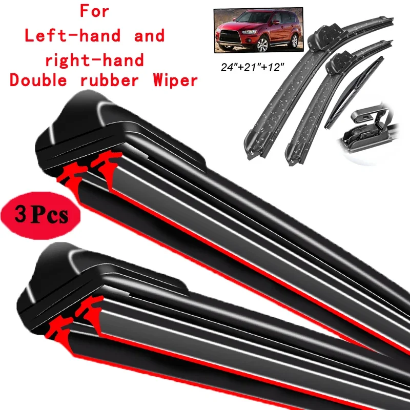 Car Wiper Front & Rear Wiper Blades Set Kit For Mitsubishi Outlander 2 2007 - 2012 Windshield Windscreen Window 24