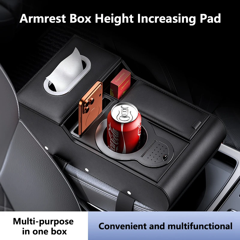 

Multifunctional Car Armrest Box with Height Pad Tissue Box Water Cup Holder Aromatherapy Storage Container Car Interior Storage