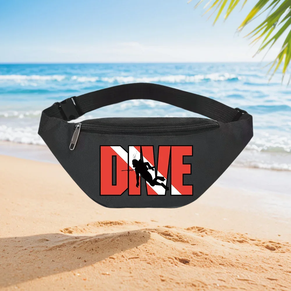

Diver Silhouette Scuba Diving Spearfishing Sport Waist Backpack Crossbody Chest Bag Street Casual Sporty Fashionable Simple Uniq