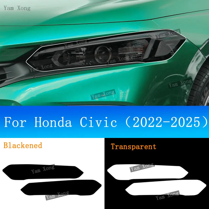 

Car Exterior Headlight Black Wrap Golden Film For Honda Civic 11th Gen Front Light Cover Armored TPU Transparent Protective Film