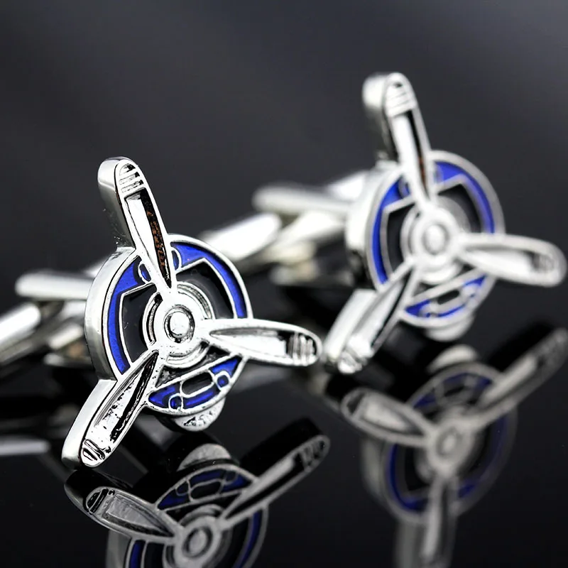 Steering Wheel Shape Silvery and Blue ryBusiness Classic Geometric Copper Men's Cufflinks Gift Party Wedding Suit Shirt Jewelry
