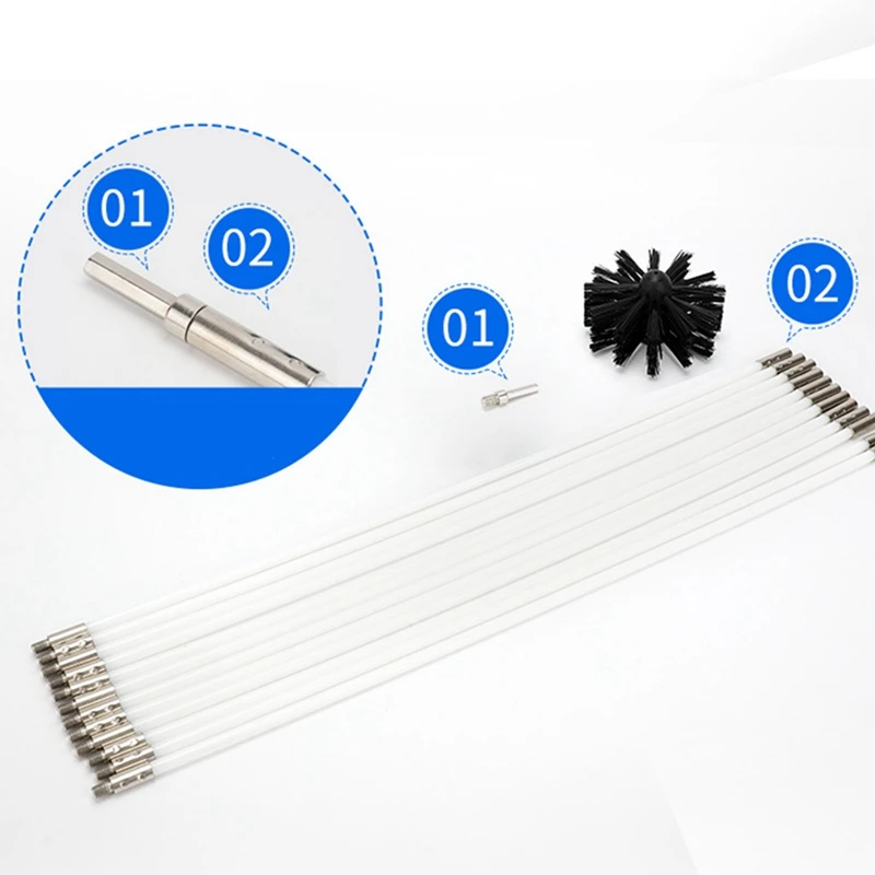 1 Set Chimney Power Sweeping Brush Cleaning Rotary  & 1 Set Industrial Chimney Boiler Brush Dryer Cleaning Tool