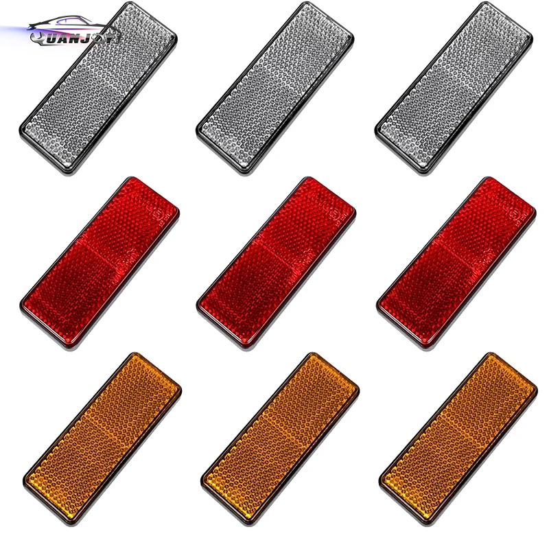 Yuanjoy 10 Pack Rectangular Stick-On Reflectors Rear Reflector Rectangular Safety Reflector For Trailer Trucks Bicycle and Bike