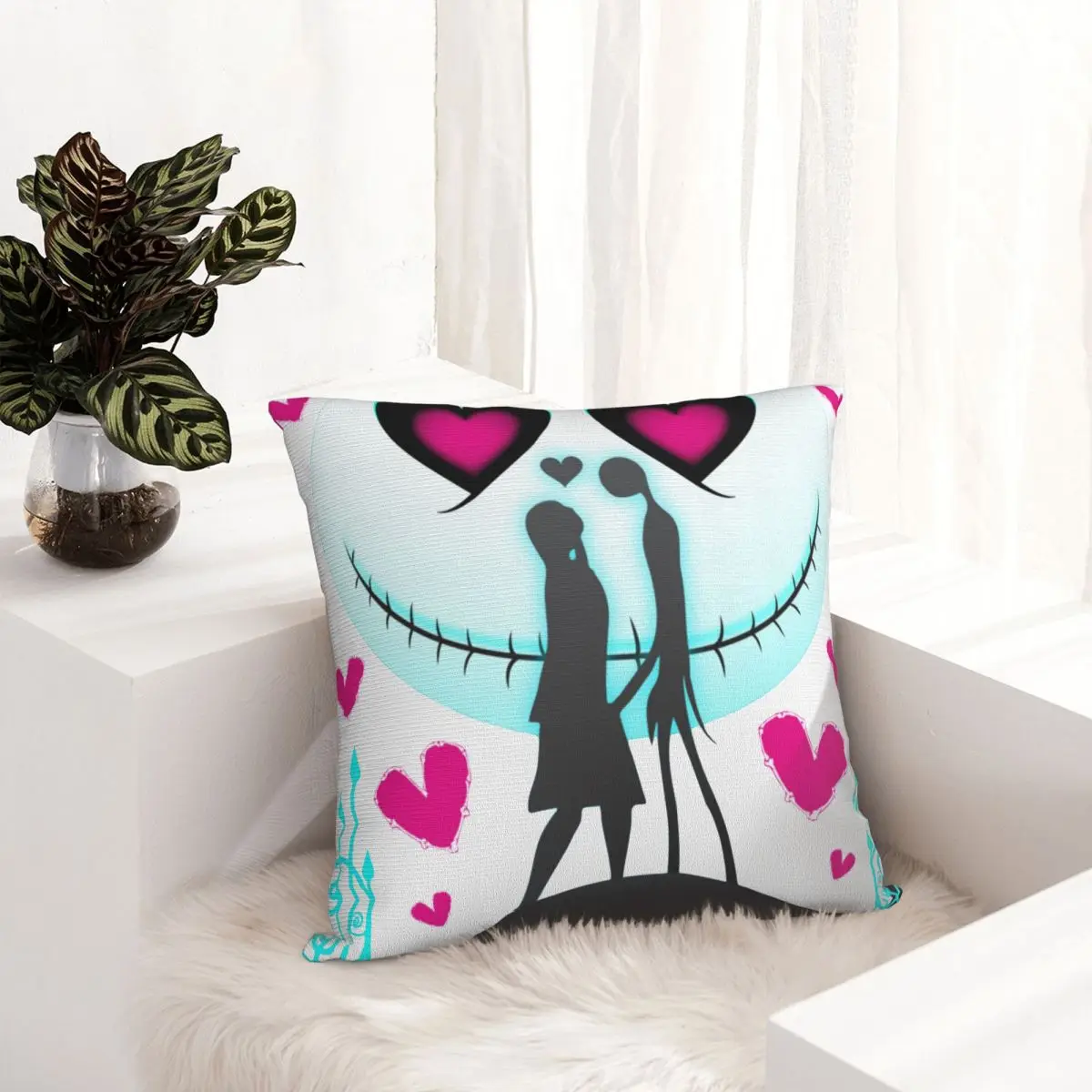 جاك سالي كابوس الحب قبل عيد الميلاد كيس وسادة جاك سكيلينغتون هالوين غطاء الوسادة رمي غطاء وسادة