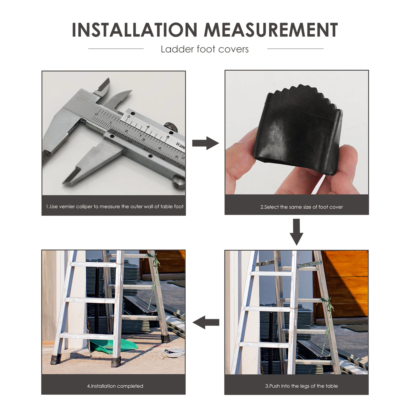 

2Pcs Ladder Foot Pads Anti-Skidding Floor Protectors Easy Install Replace Non-Slip Cover for Rugs Carpets Household Ladder