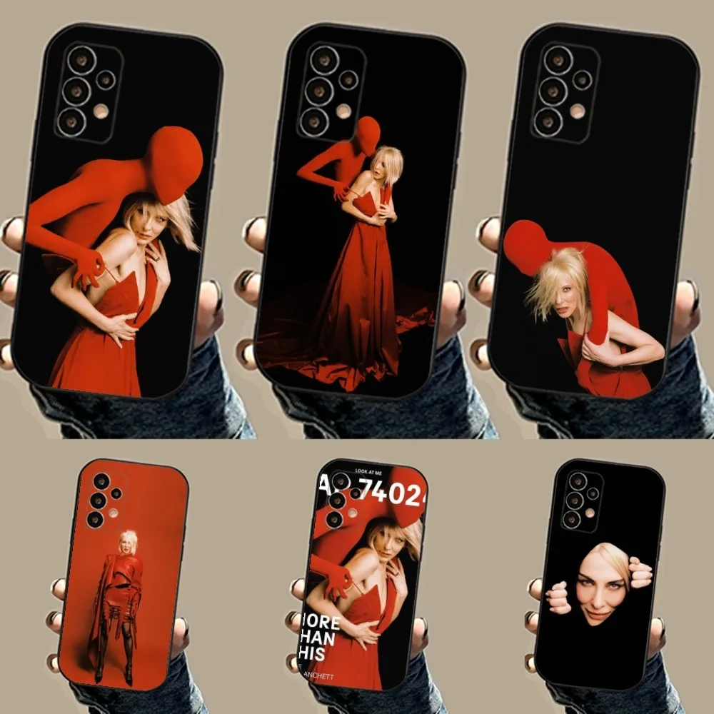 Cate Blanchett etui na telefon Samsung S24,23,23,22,30,21,10,9,Note20 Ultra,Lite,Ultra,5G,Plus,FE, czarne miękkie etui