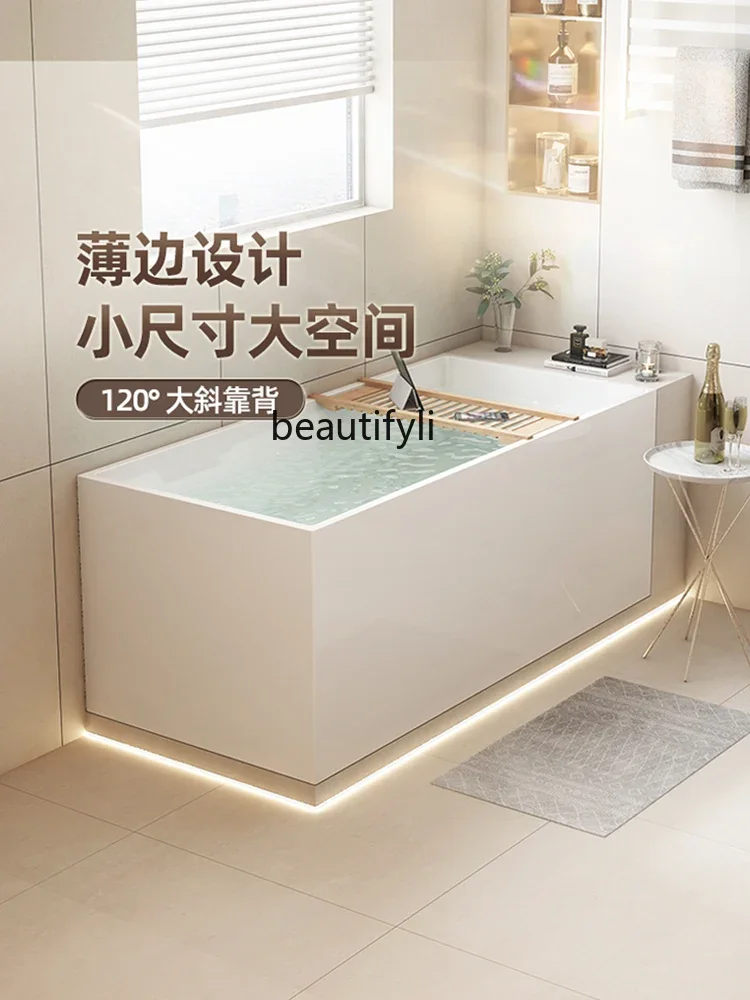 Small apartment with small bathtub for home use, bathroom acrylic Japanese-style deep soaking tub to deepen the sitting tank