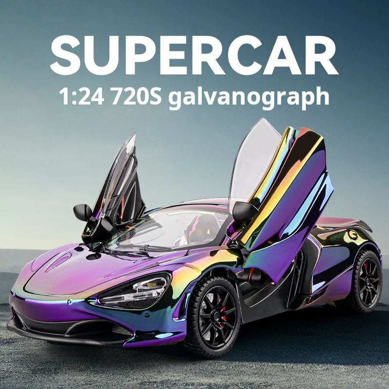 

1:24 electroplated 720S supercar alloy collectible model with sound and light boy gift toy car Non-remote control