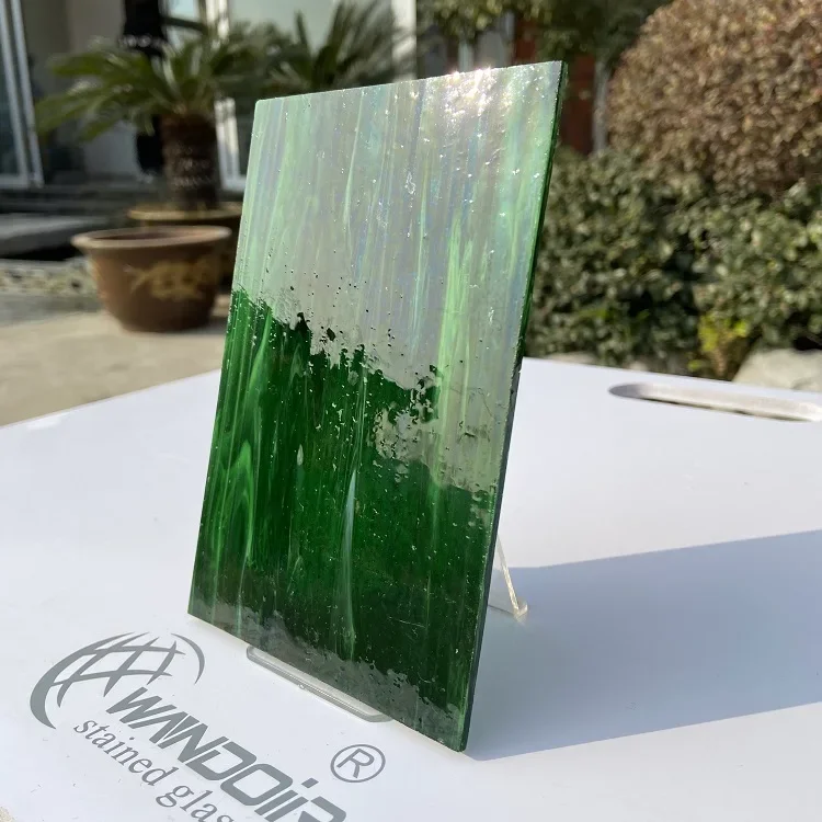 

2025Wall Arts 3mm Dark Green Iridescent Glass Cathedral Art Decoration Stained Glass Sheet