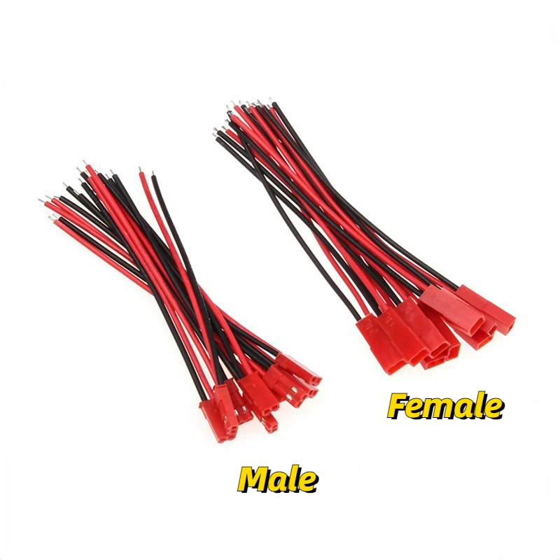 10Pairs 100mm 200mm 2 Pin JST Plug Connector Male+Female Plug Connector Cable Wire for RC Toys Battery LED Lamp