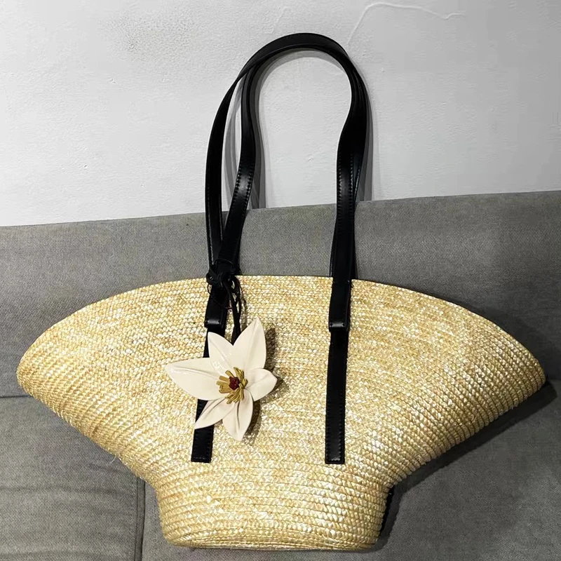 

Bohemian Straw Hat Shape Tote Bags For Women Luxury Designer Handbags And Purses 2024 New In Papyrus With Inner Pocket Shoulder