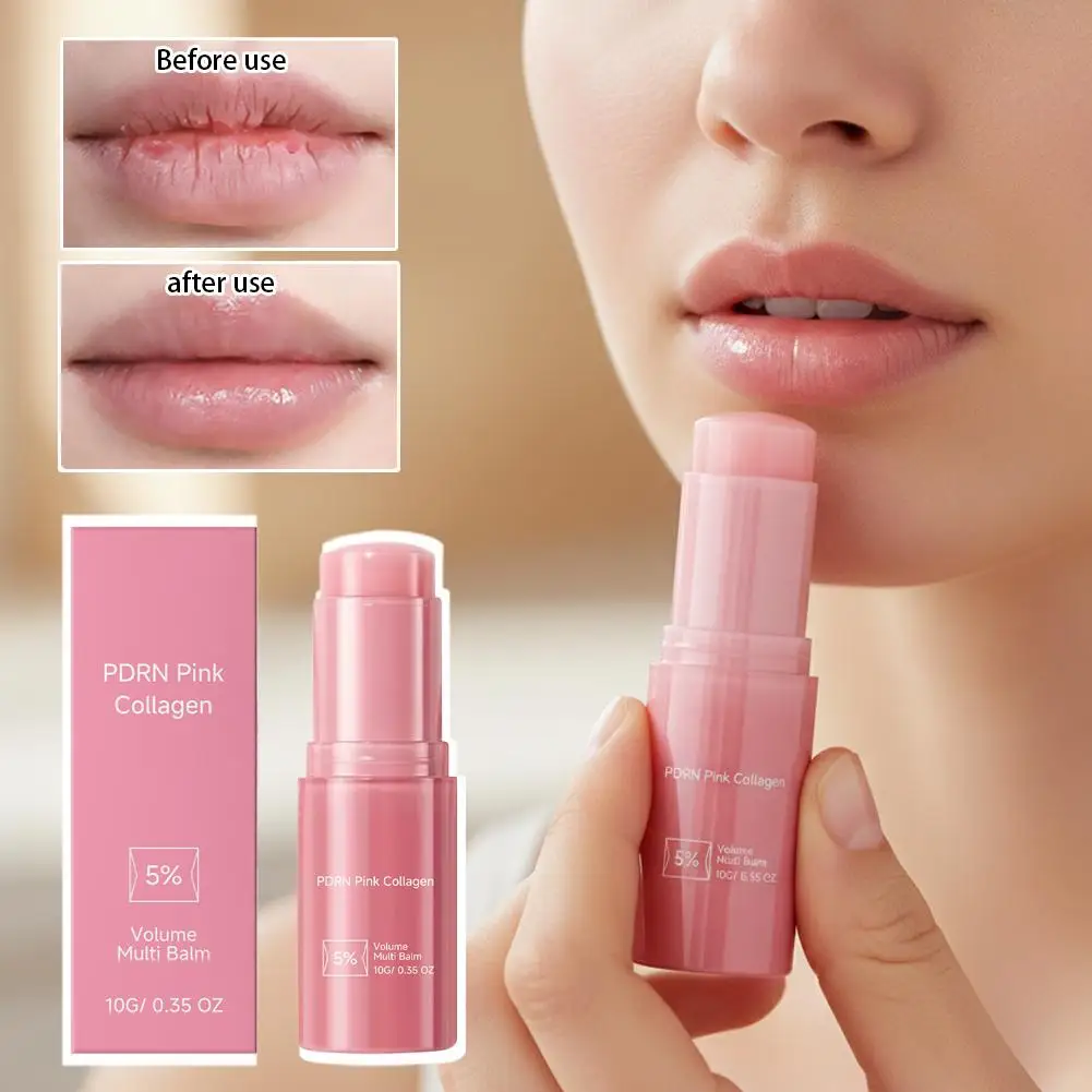 Pink Collagen Multi Balm Stick Deep Hydration Moisturizing Anti Wrinkle Bounce Stick Face Lip Lightening Repair Cream