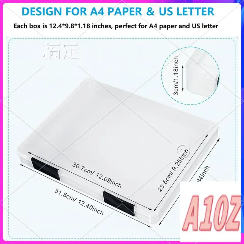 0Z-4 Pack صندوق ملفات A4، صندوق تخزين المستندات البلاستيكي الشفاف، لورق الحروف 8.5 بوصة × 11 بوصة، لملف المجلات