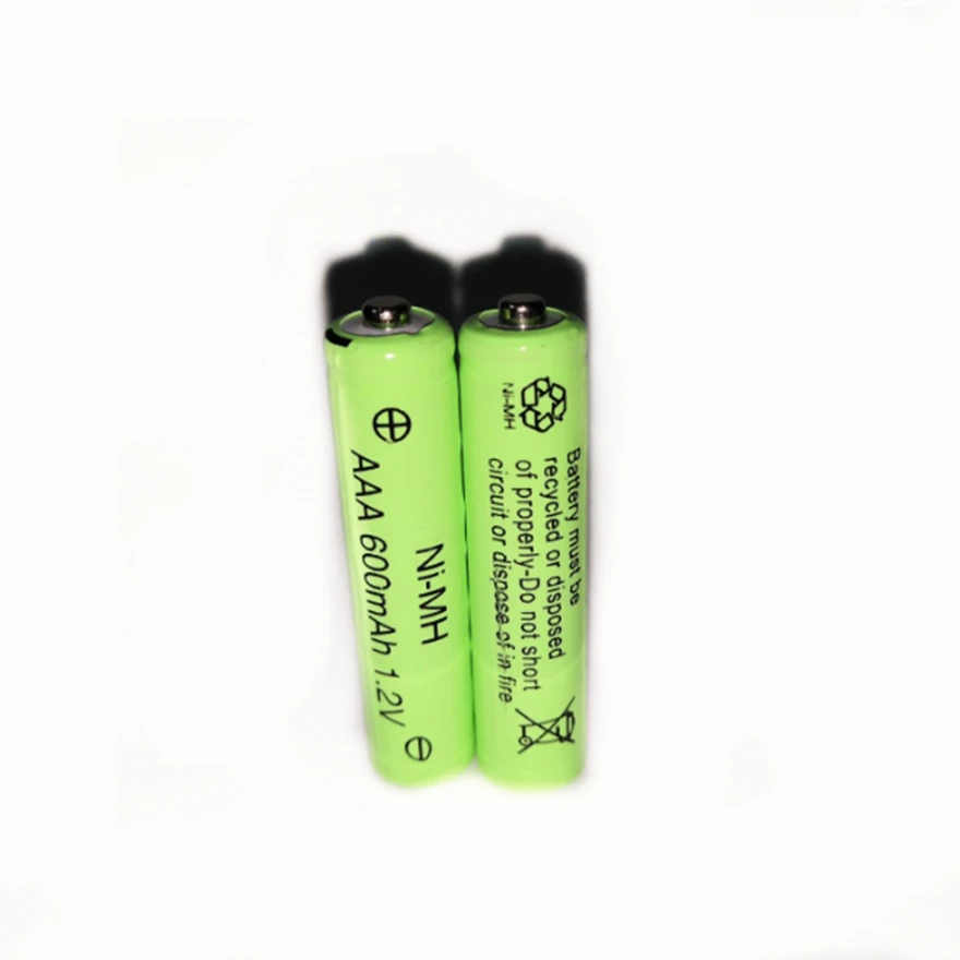 2PCS 1.2v 600mAh AAA remote control toy rechargeable NI-MH rechargeable battery