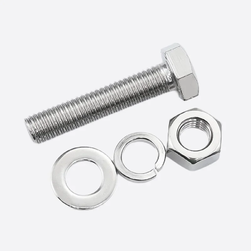 304 Stainless Steel Hex Head Screws Nuts Flat Washers Lock Washers Set Bolts and Nut Set M6 M8 M10 Extended Screw Combination