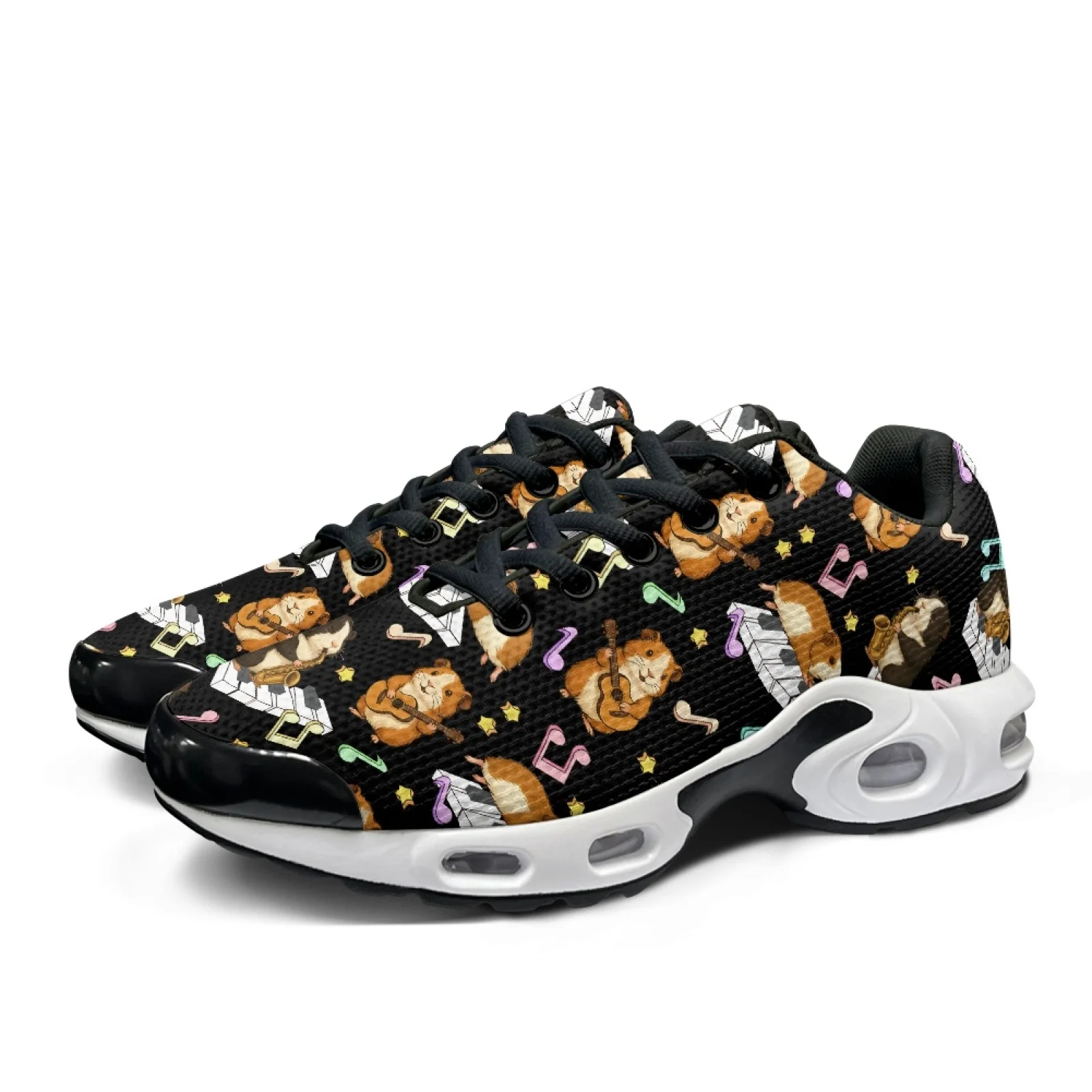 PENSTROLL Musical Guinea Pig Pattern Breathable Fashion Air Cushion Sneakers Cross Trainers Shoes for Men Workout Casual Wear
