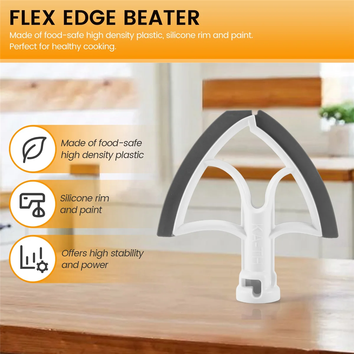 Batidor de borde flexible para batidora de pie inclinable de ayuda de cocina, accesorios para batidora de 4,5-5 cuartos con raspador de cuenco de bordes flexibles