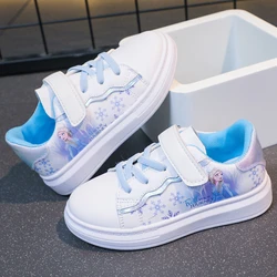 Disney Kids Girls Shoes 2024 Autumn Children Sneakers Girls Elsa Frozen Princess Casual Sport Shoes Student Shoes Teen Shoes