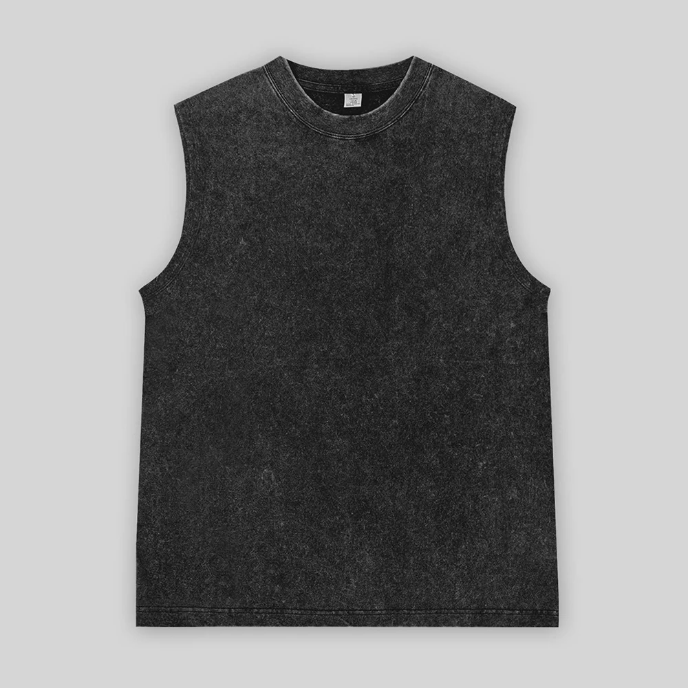 Summer Men's Washed Cotton Tank Tops Muscle Gym Sleeveless Workout Vintage T Shirts Running Beach Loose Women Men Top Tees