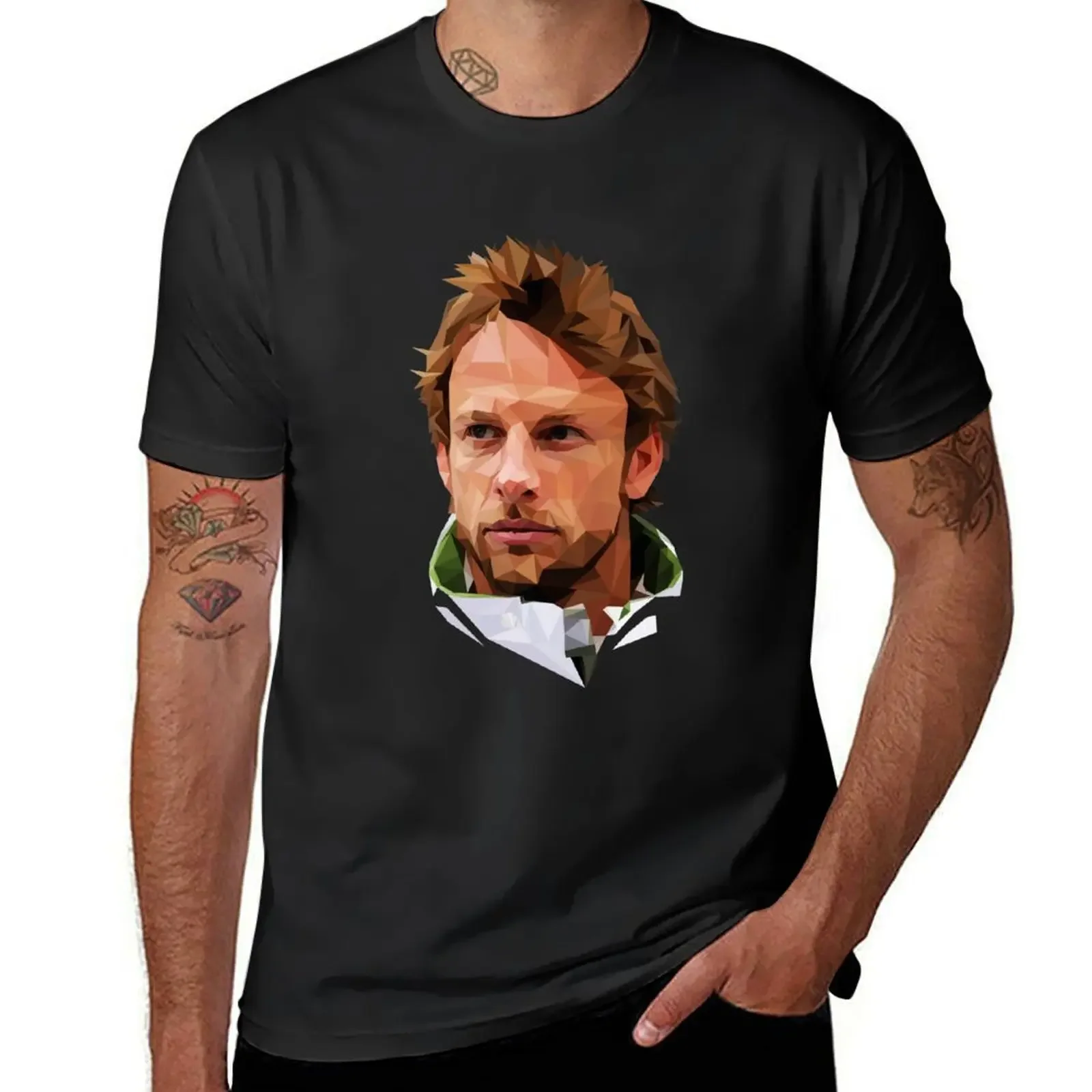 

Jenson Button low poly T-Shirt Blouse oversized graphic tee designer shirts fruit of the loom mens t shirts