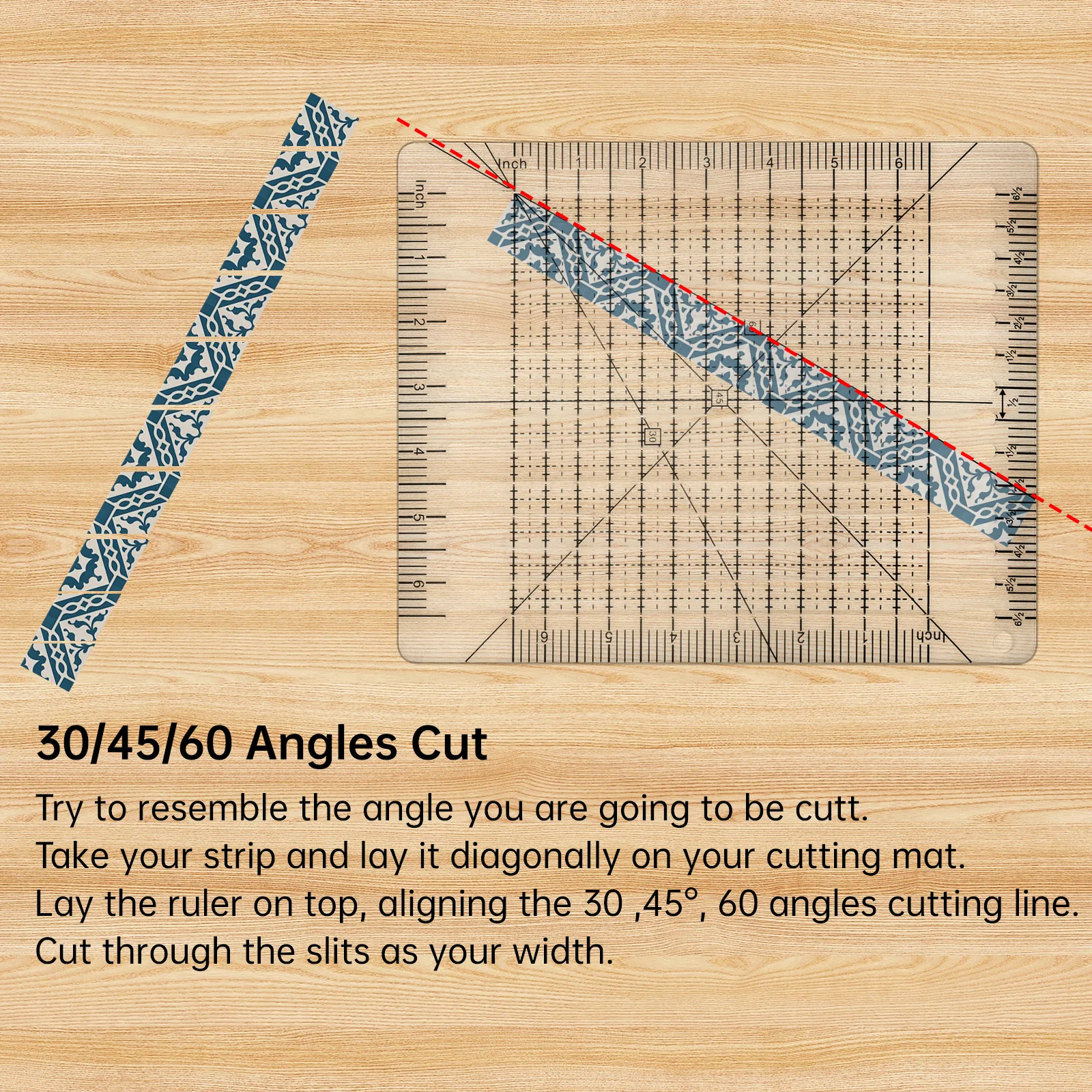 Quilting Patchwork Ruler Fabric Precise Cutting 6 x 6 inch Acrylic Quilt Strip Sewing Ruler DIY Crafts Tailor Sewing Tools