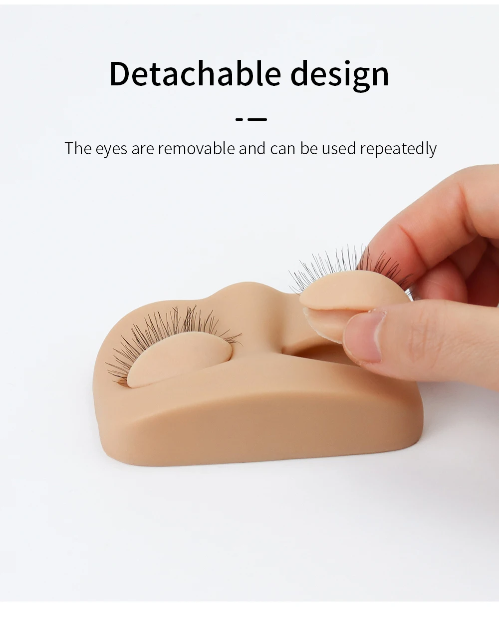 GLAMLASH Mini Lash Flat Model Head Übungs-Wimpernverlängerungs-Trainingskopf mit abnehmbaren Ersatz-Augenlidern – Detail 3