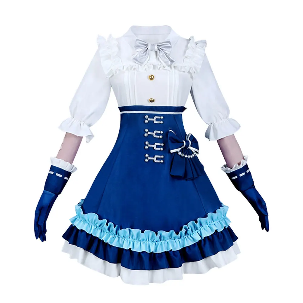 Anime Identity V Gardener Emma Woods Cosplay Costume Sweet Lolita Dress with Blue Hat Gloves Halloween Party Outfits Wig Shoes