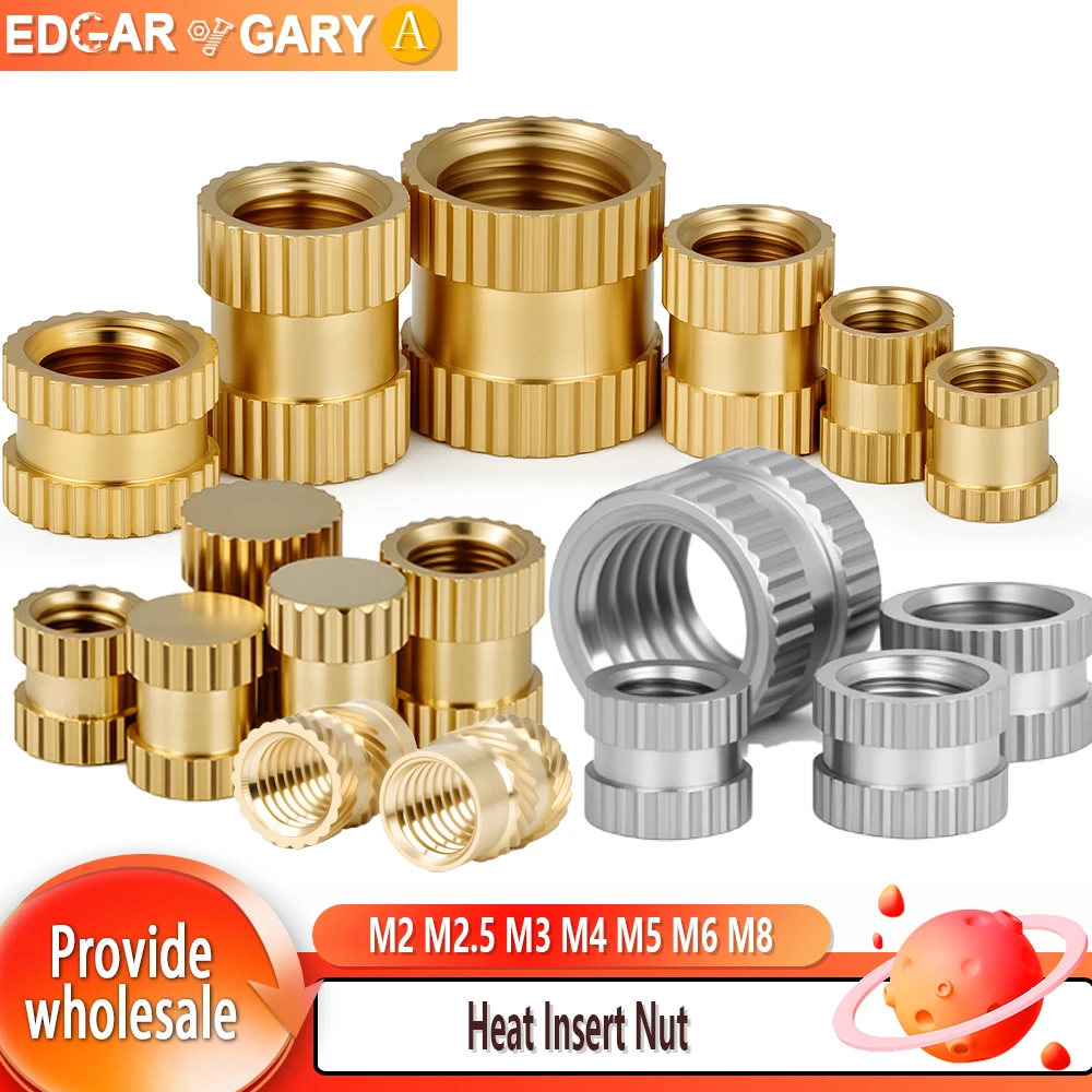 Heat Insert Nut M2 M2.5 M3 M4 M5 M6 M8 Brass Hot Melt Knurled Threaded Inserts 304 Stainless Steel Thermal 3d Printer DIY Nuts