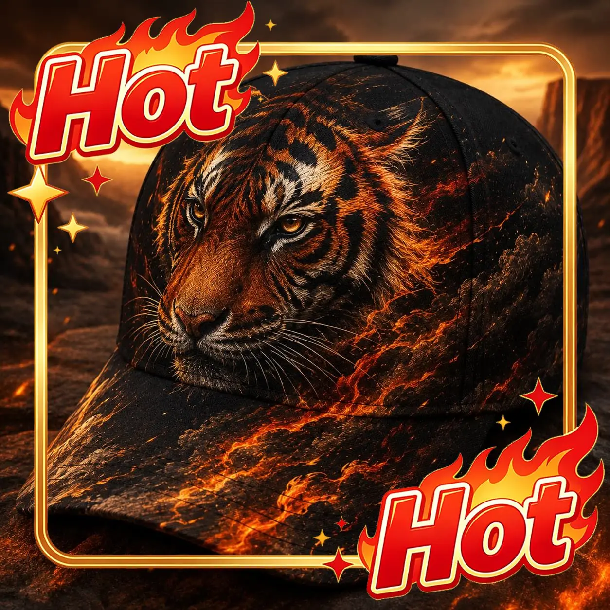 Custom Baseball Cap Men Mens Hats Hat For Men Snapback Hat Summer Hats For Men Tiger Lava Canyon Ember Sunset Bold Era