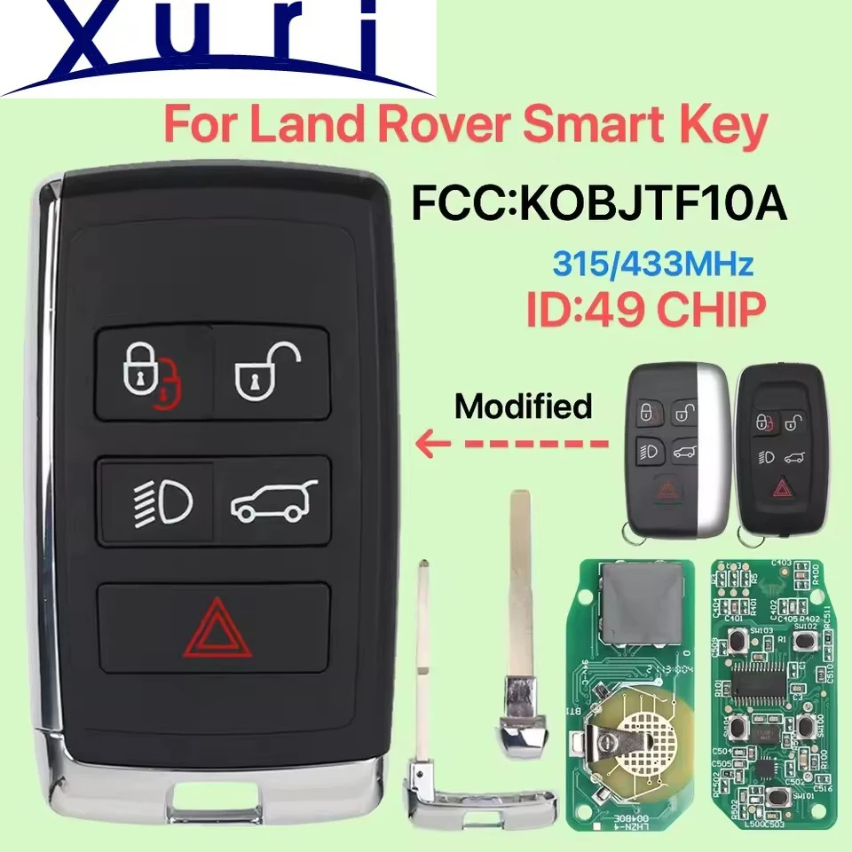 

xuriFCC:KOBJTF10A 315/433 МГц ID:49CHIP автомобильный умный дистанционный ключ для Land Rover Range Rover Sport Evoque Freelander Jaguar Discovery4