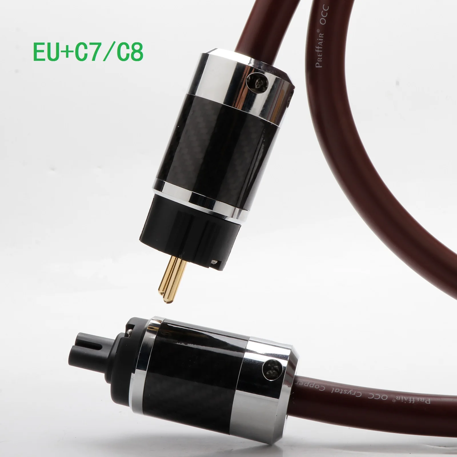 Kabel Daya Hifi Audiophile kabel daya AC dengan serat karbon EU/ US Plug + IEC320 C15 konektor Hi-End Amplifier kabel daya 4.9FT