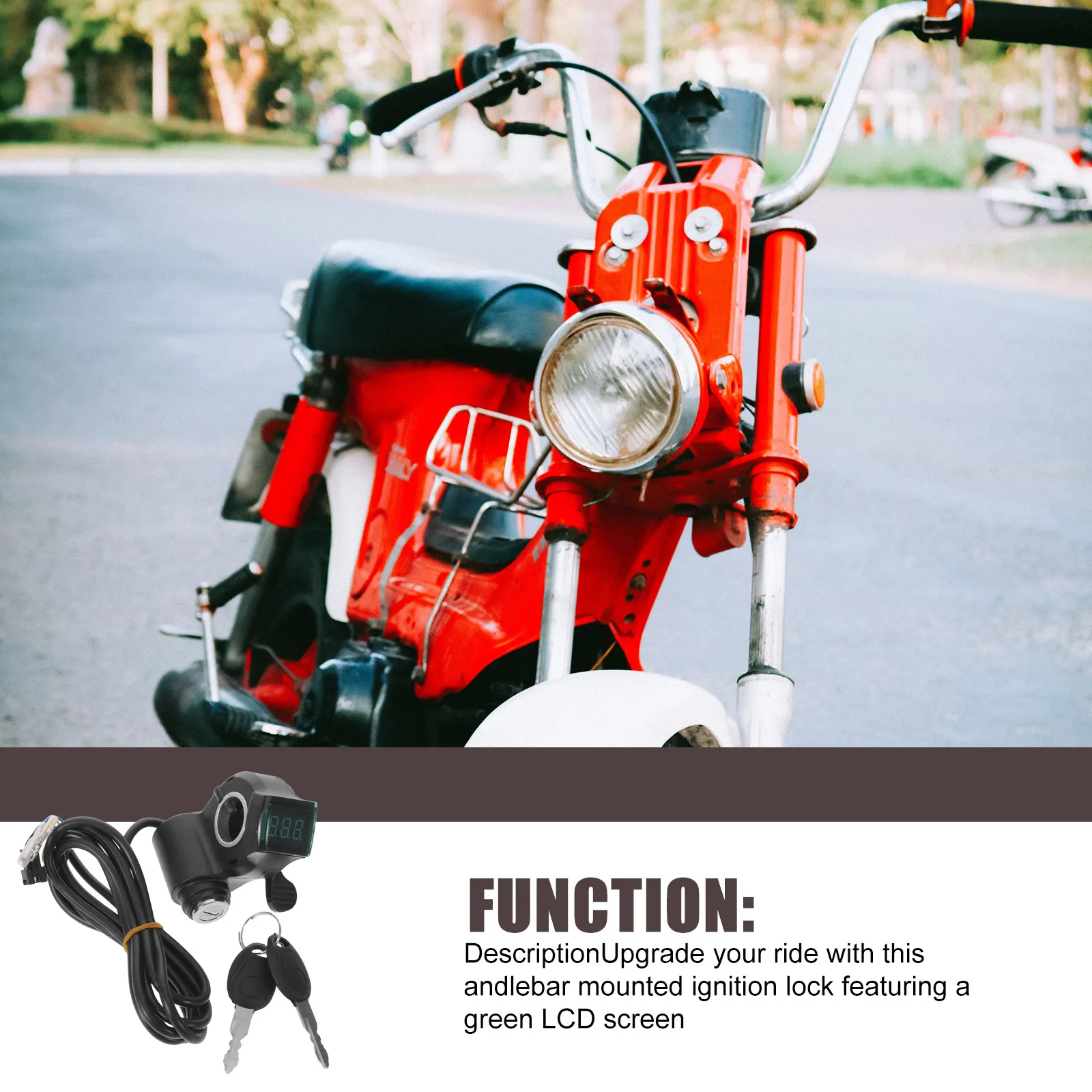 Ebike Throttle with Display 22Mm Handlebar Lock Key Ignition Switch Green Screen Battery Monitor 12 24 36 48 60V Scooter view 6