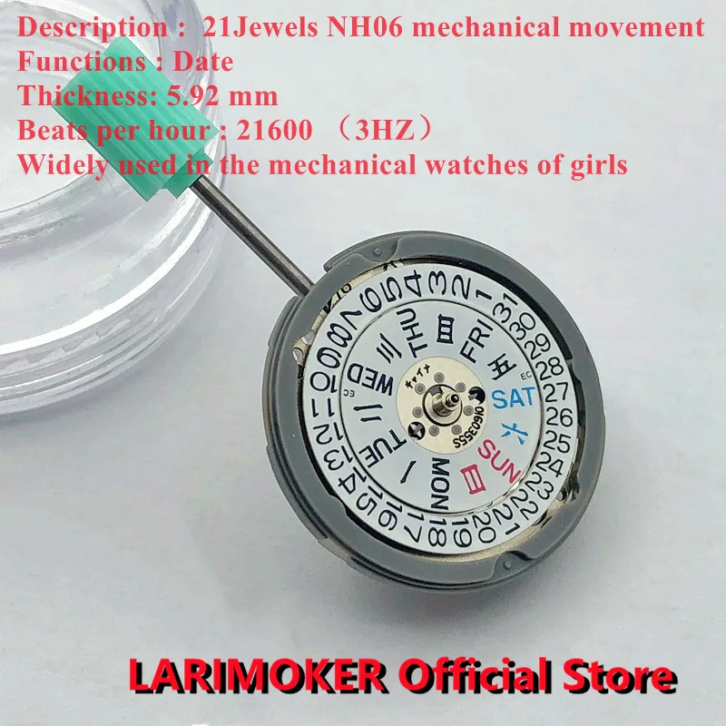 

2022 New Ladies Automatic Watch Movement Parts 21 Jewels NH06 Mechanical 3 O 'clock Moving Parts Replacement