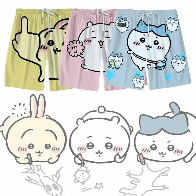 Kawaii chiikawa shorts niedlich usagi hohe Taille lässig nach Hause Pyjama Studenten Cartoon Anime Strand hose Paar Kleidung Mädchen Geschenke