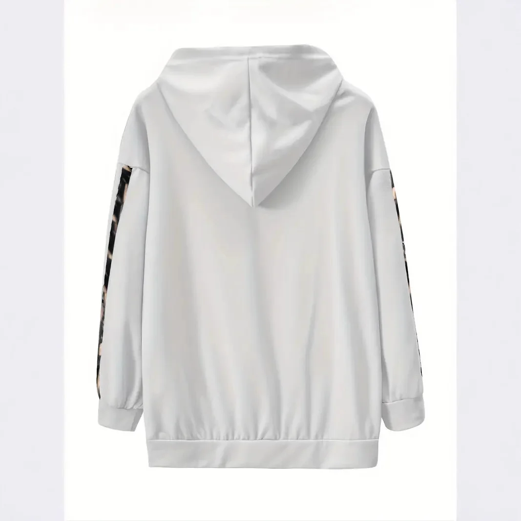 طقم سويت شيرت مطبوع عليه حروف بغطاء للرأس كاجوال للخريف والشتاء للنساء من البوليستر بأكمام طويلة ونمط أنيق ومريح