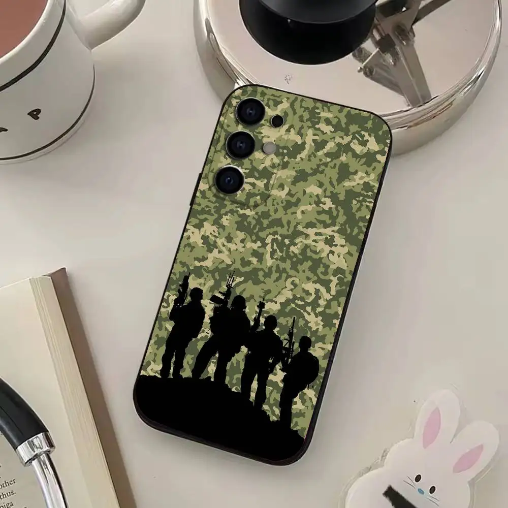 Camouflage Camo Phone Case For Samsung S25,S24,S21,S22,S23,S30,Ultra,S20,Plus,Fe,Lite,Soft Black Cover
