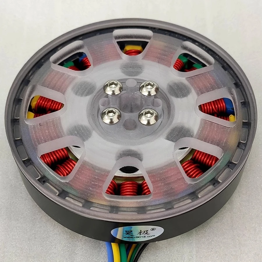 8110 Motor CC sin escobillas de 300W, par de 1,2 Nm, eje hueco ultrafino plano, accionamiento directo para robótica, automatización Industrial