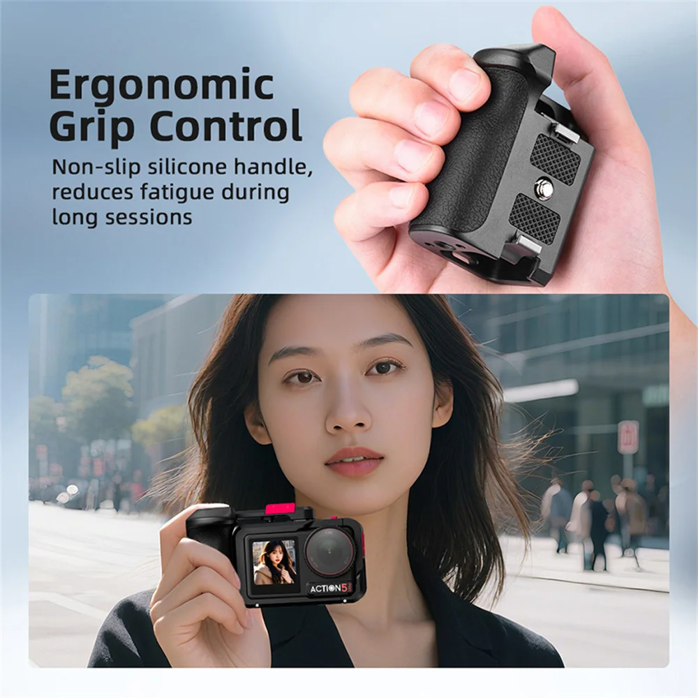 Handle Grip Kit For DJI OSMO Action 3/4/5 Pro Aluminum Alloy Metal Frame Safety Wrist Hand Protect Cold Shoe Expansion Accessori