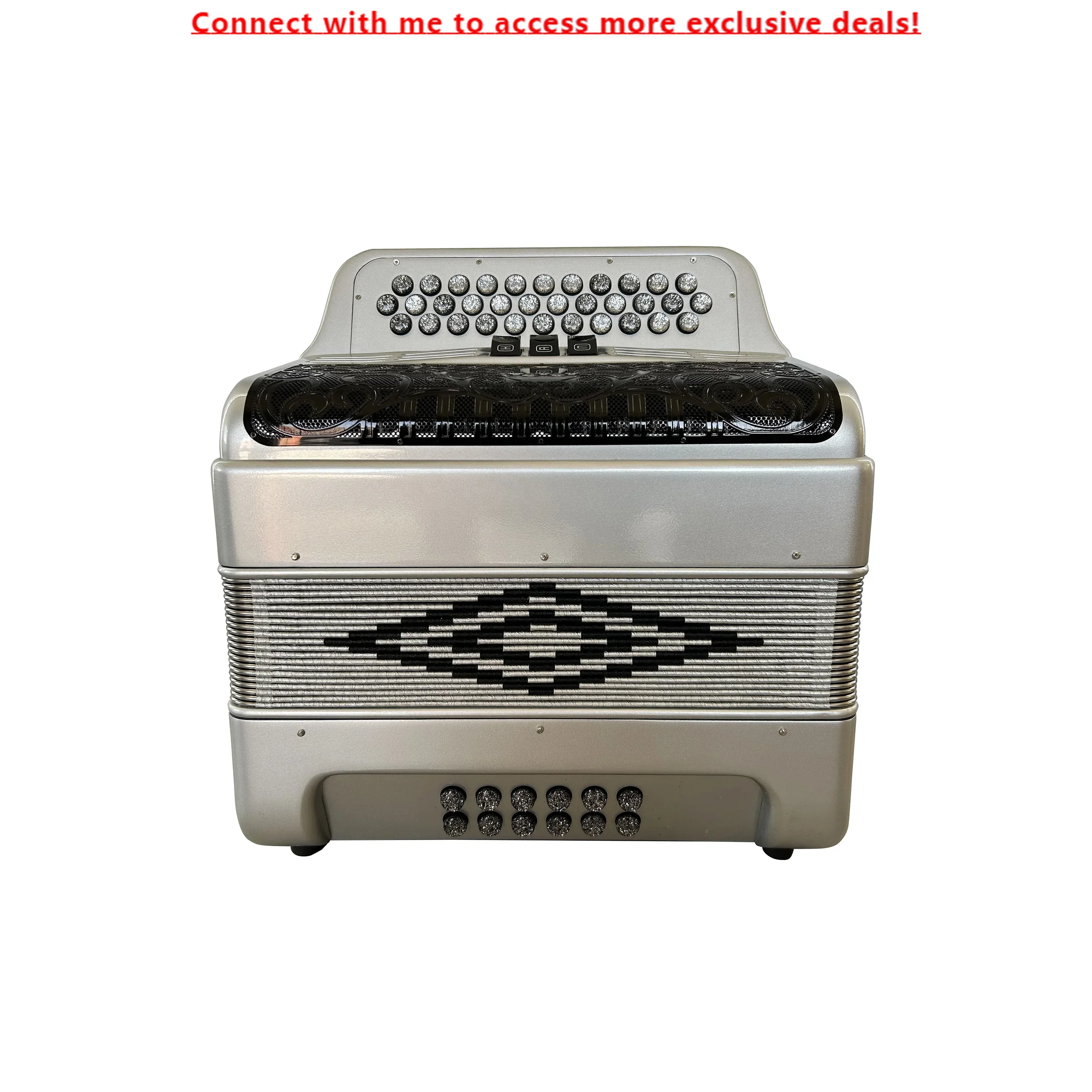

SEASOUND OEM 34 Buttons 12 Bass 3 Register Silver Accordion Black Grill Silver Buttons Accordions Musical JB3412C