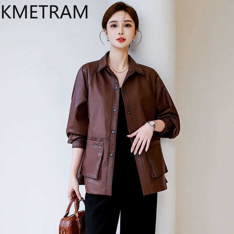 100% First Layer Sheepskin Jacket Woman High Quality Loose Genuine Leather Jackets Women Autumn Ladies Clothes 2025 дубленка