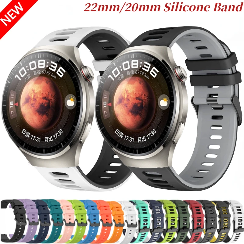 

22mm 20mm Silicone Strap For Huawei Watch 4/3 Pro Bracelet GT2 2e GT3 Belt for Amazfit GTS4 Mini/GTR4/Samsung Watch 6/5/4/3 Band