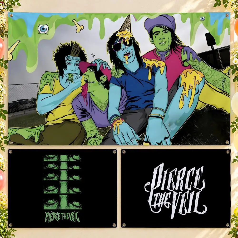 Pierce The Veil Flags Wall Hanging With 4 Grommets For Bedroom Dorm Room Garden Party