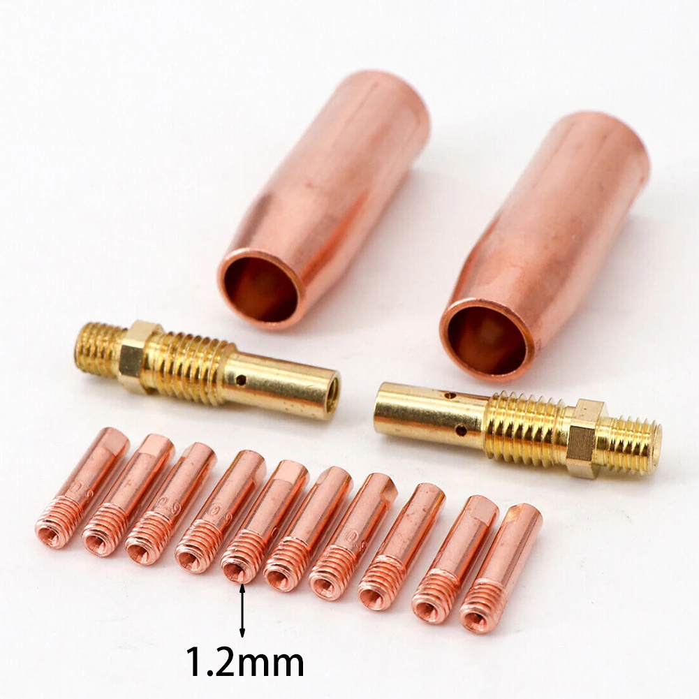 14Pcs MIG Welding Kit For 100L Contact Tip Gas Diffuer Nozzle Thread 0.6mm-1.2mm Tips Welding Torch Consumable Soldering Tool