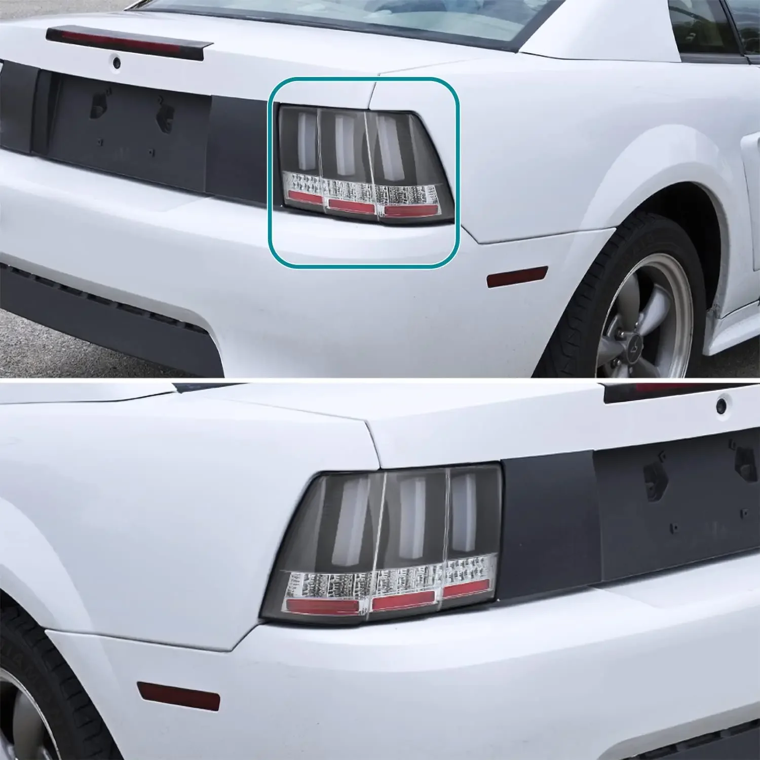 Black Sequential LED Bar Tail Lights Compatible with 1999-2004 Ford Mustang, Left + Right Pair Assembly