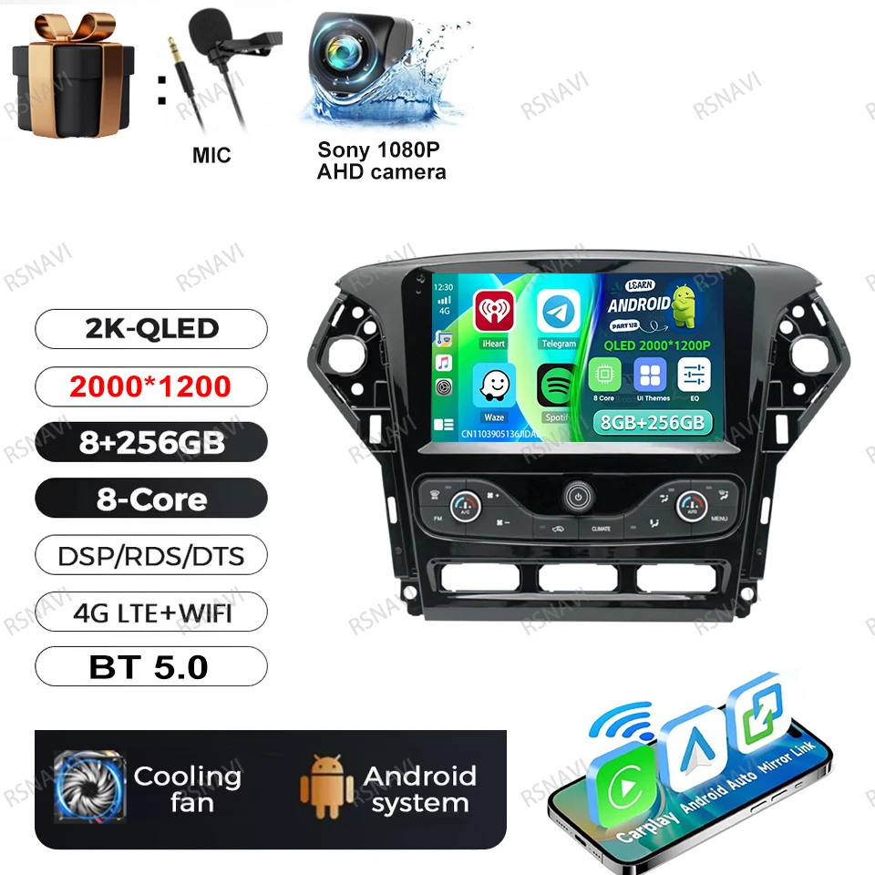 Autoradio Android 15 Voor Ford Mondeo MK4 2007-2014 DVD Viedo Speler BT 4G LTE GPS DSP Head Unit multimedia Stereo Navigatie