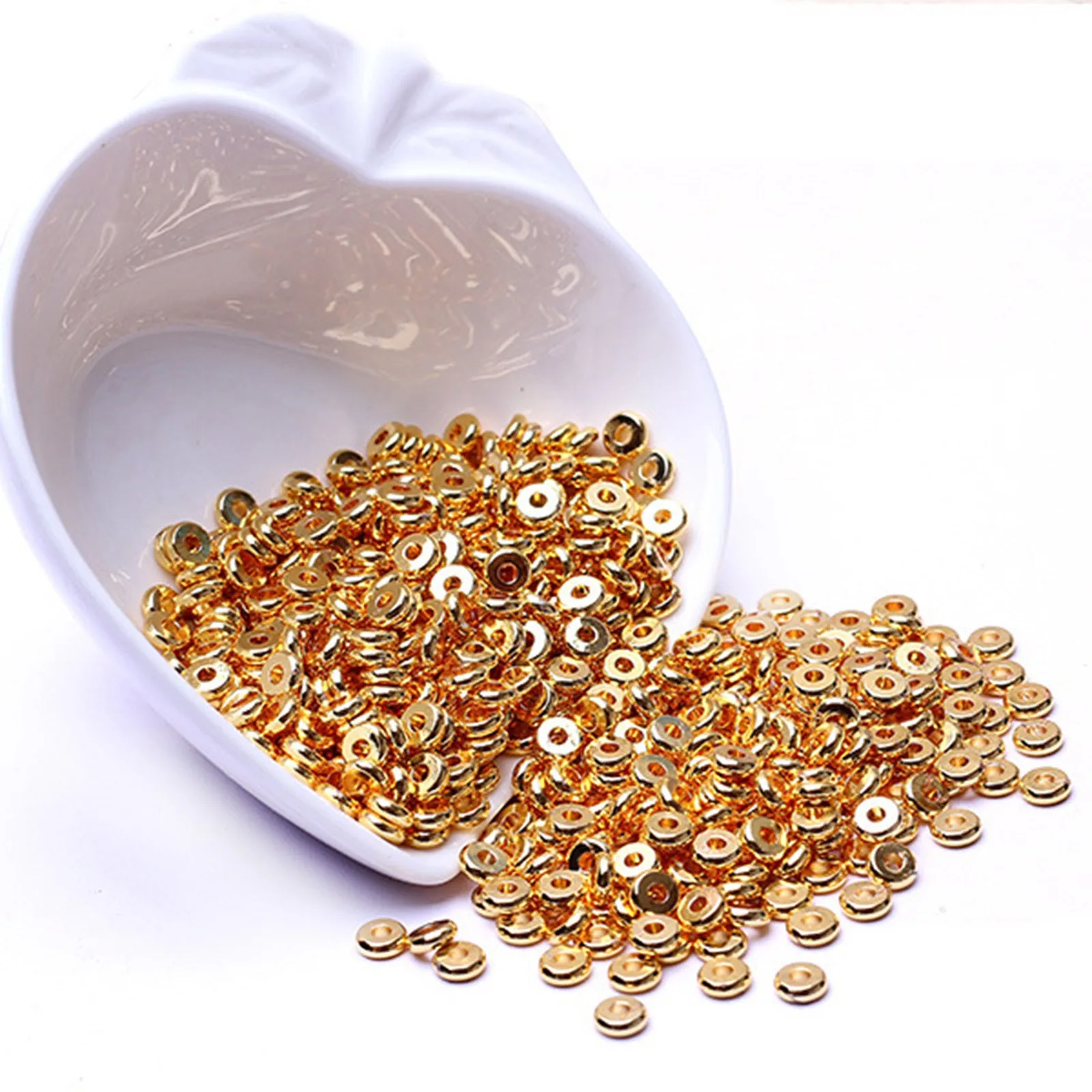 20PCs Copper Spacer Beads For Jewelry Making Bracelet DIY Charm Fittings Flat Round Loose Beads Necklace Jewelry Wholesale