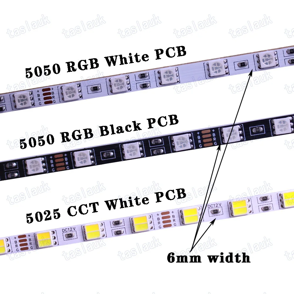 6mm szerokość FPCB SMD5050 RGB 5025 CCT taśma LED IP20 nie wodoodporna 5M 300LED DC5V 12V 24V RGB elastyczna dioda LED czarny biały PCB